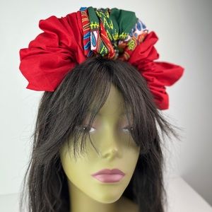 Red Dashiki Handmade  Scrunchie Headband